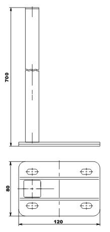 Стойка ТВЕК напольная 700 мм (для радиаторов 500 мм) (твек.13.02.)